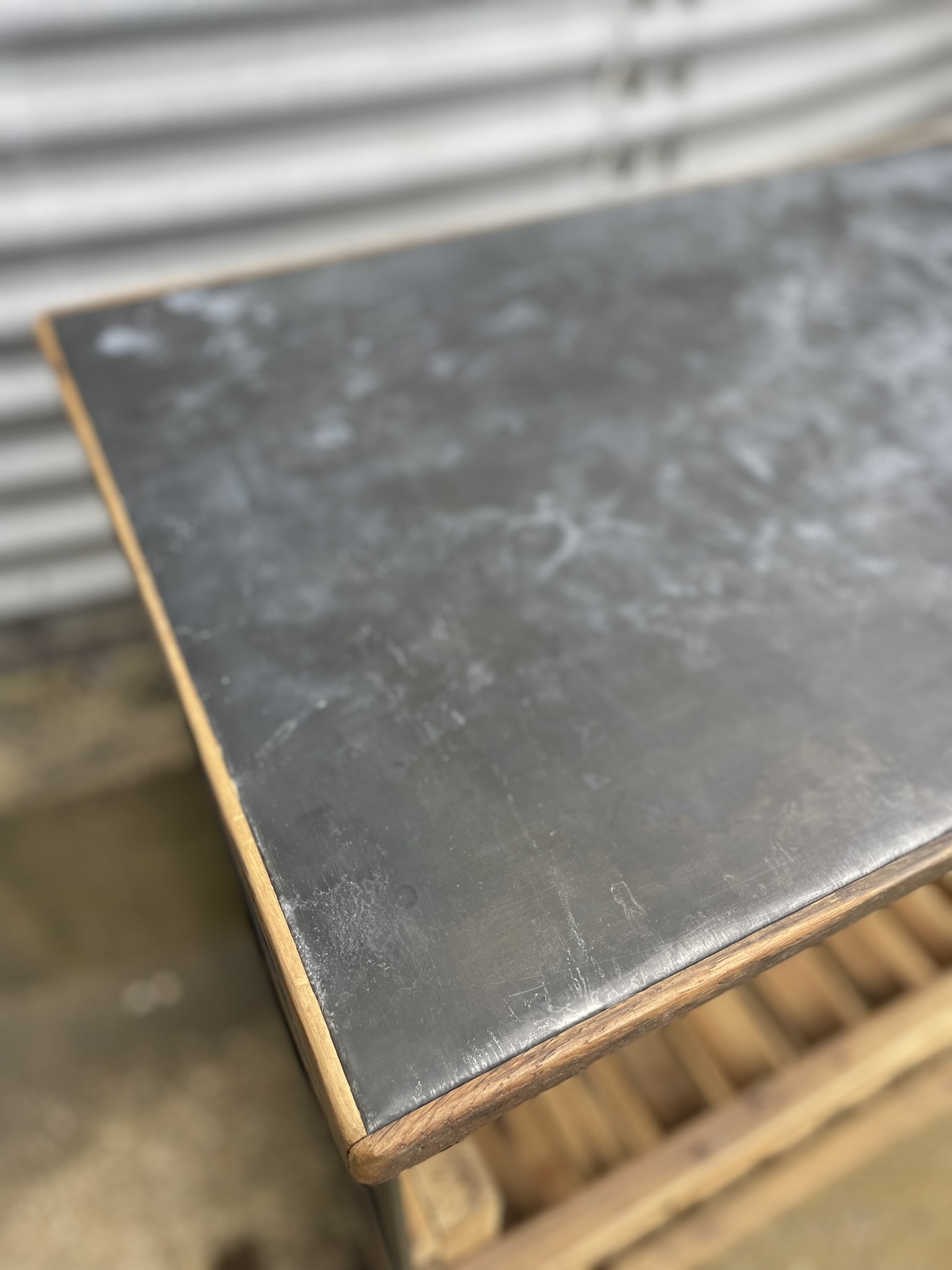 handmade zinc top rack with potato tray shelves | Metroretro