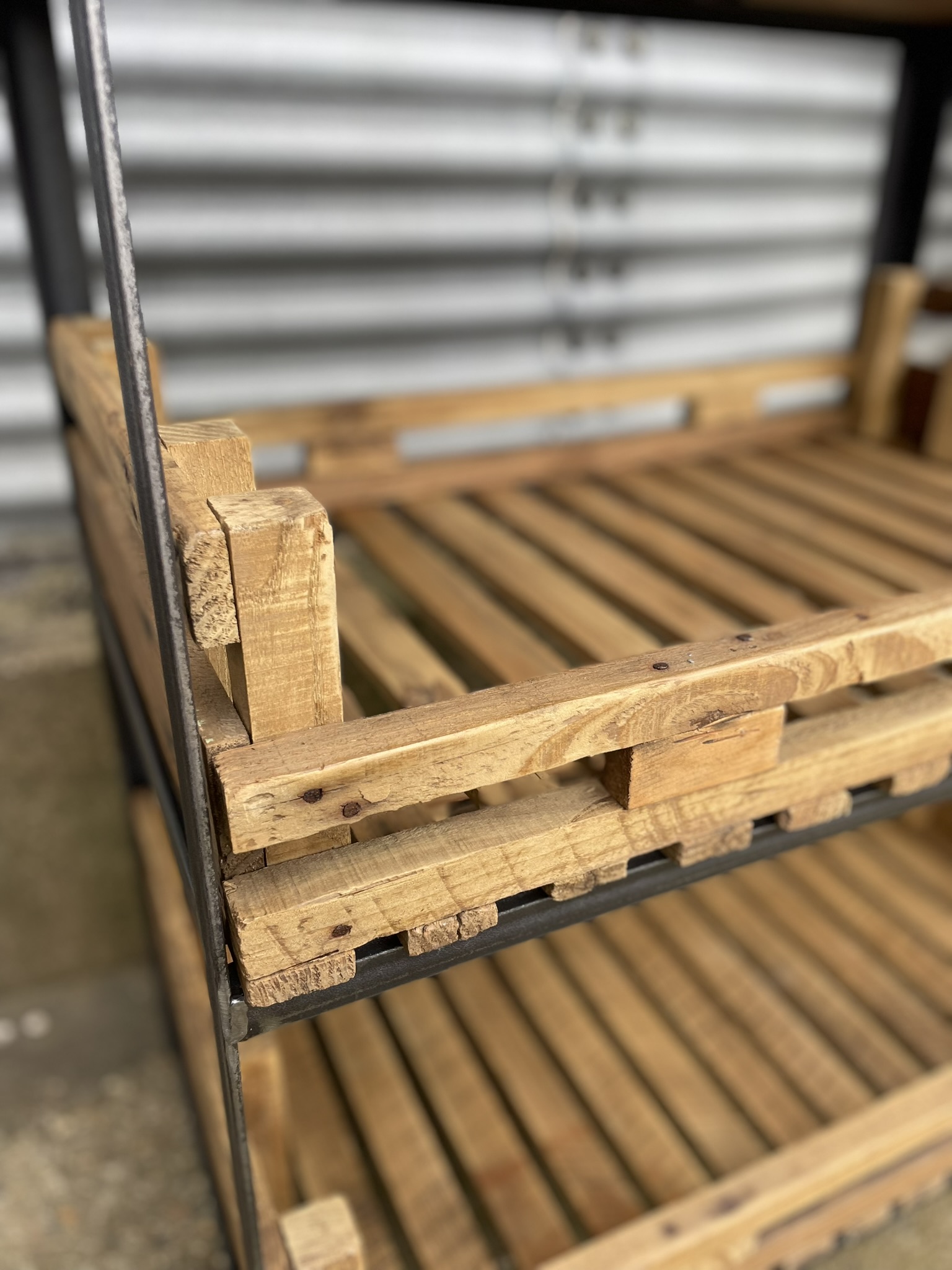 handmade zinc top rack with potato tray shelves | Metroretro